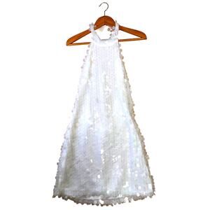 NWT 12th Tribe Solea White Sequin Halter Mini Dress XL Bachelorette Bridal